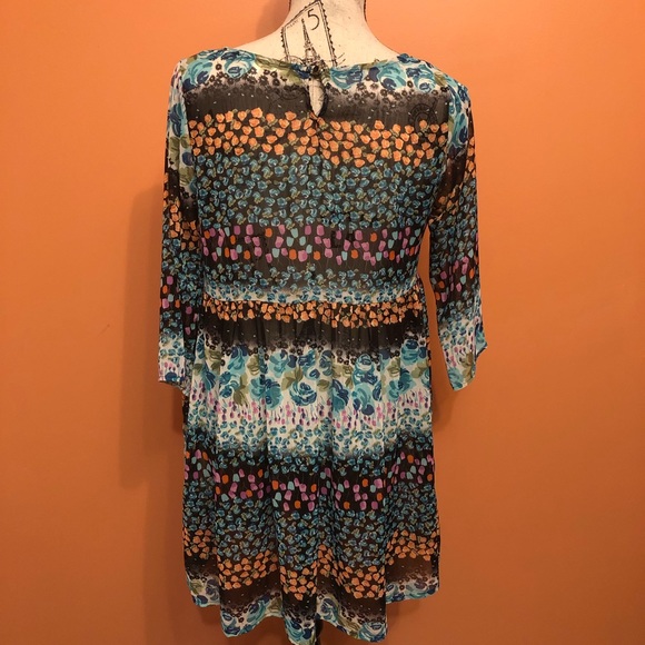 Monteau Semi Sheer Floral Dress - M - Picture 2 of 7